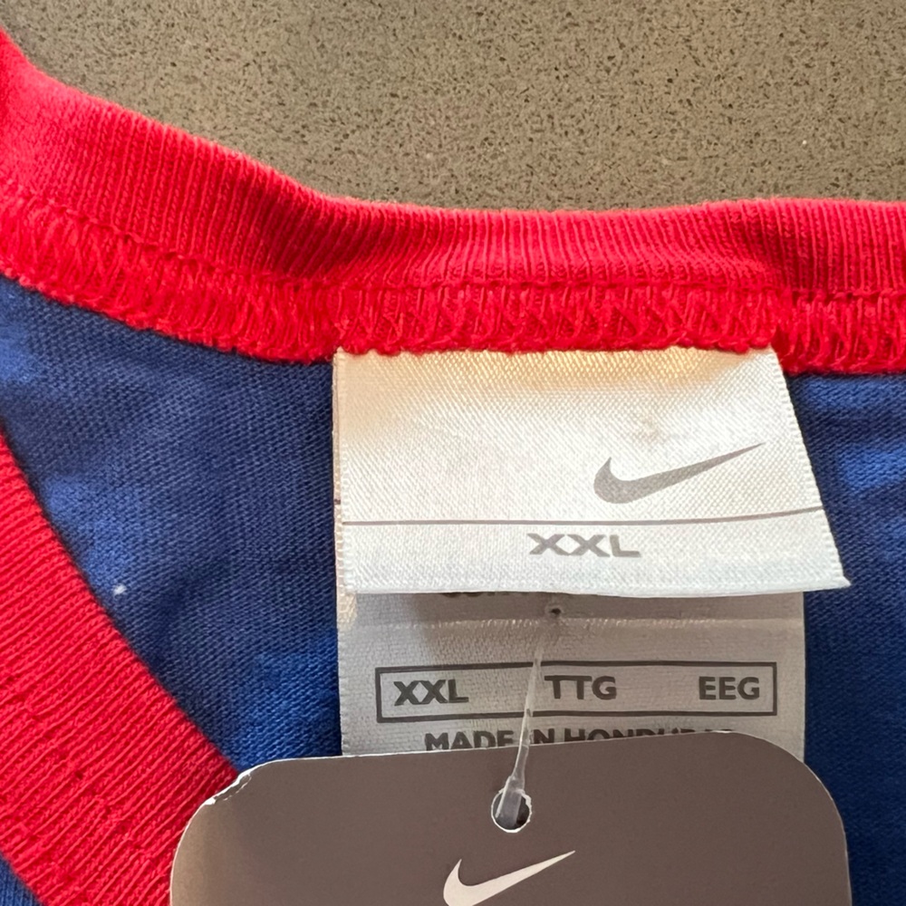 VINTAGE NIKE CLASSIC SWOOSH BLUE RED RINGER XXL TEE TSHIRT 2000s NWT Y2K - Picture 5 of 7